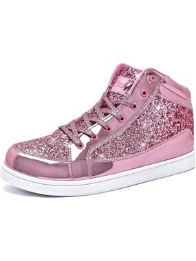 Igxx Men Pink High Top Bling Glitter Party Disco Retro Metallic Gold Sneakers